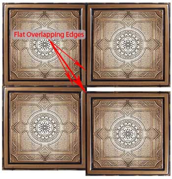Flat overlapped edges on the 24x24 PVC Ceiling Tile